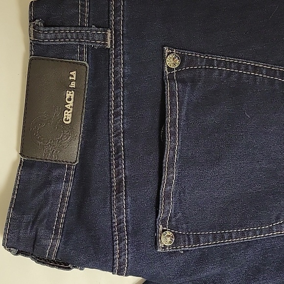 Grace in LA sz 30 mid rise skinny jeans. Rhinestone rivets - Picture 2 of 6